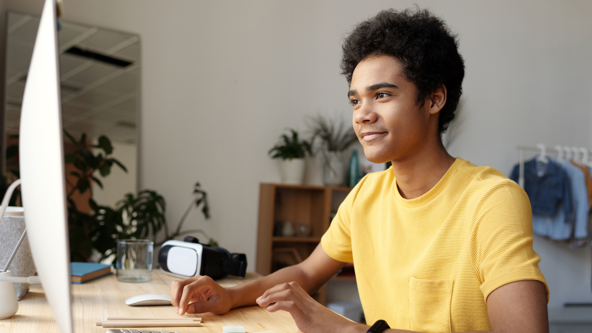 Boy using an Imac